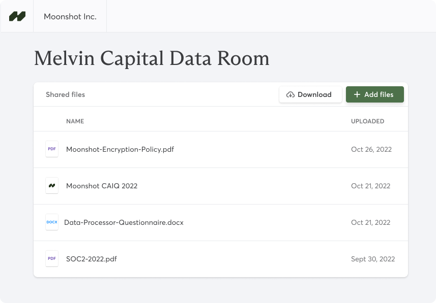 A data room allows secure sharing of your security documents